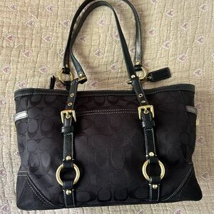 Coach Vintage Black and Gold Shoulder Bag